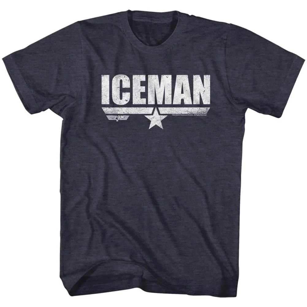 Unisex Adult T-shirt Rockinstone Top Gun Movie Ice Man Heather Navy Sizes