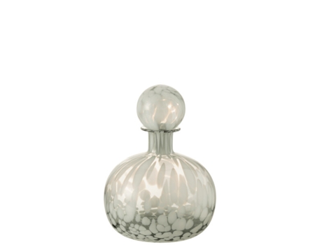 Garrafa com tampa Decorativa Manchas cinza Branco. Pequena
