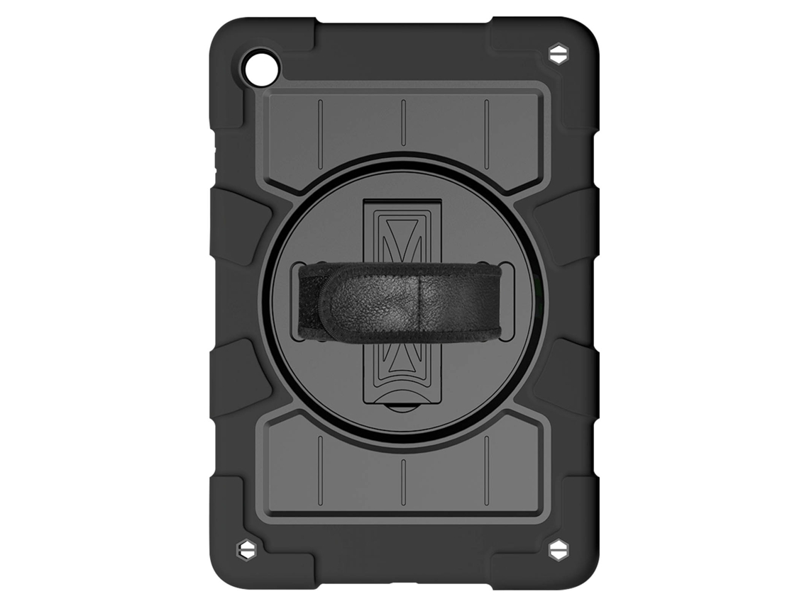Avizar Capa por Samsung Galaxy Tab A9 Plus Suporte de muletas multi-camadas anti-choque, pega rotativa e correia de ombro Preto