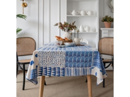 Toalha De Mesa Azul Costurada Com Estampa Geométrica Toalha De Mesa Simples De Algodão E Linho Toalha De Mesa Para Cozinha De Restaurante Quebra-cabeç