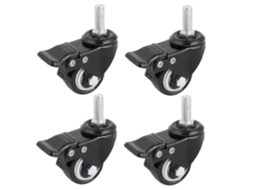Rodízios Giratórios Industriais com Freio, Rosca M10x25mm, 1,6", Pacote 4 Peças CHABERLU