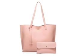 Conjunto de 2 Bolsas de Couro PU AQUAFORGE, Mão Grande, Transversal Feminina, Rosa