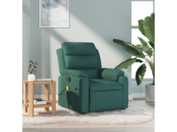 Vidaxl Poltrona De Massagens Reclinável Tecido Verde-escuro