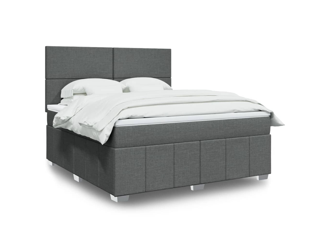 Vidaxl Cama Com Molas/colchão 180x200 Cm Tecido Cinzento-escuro