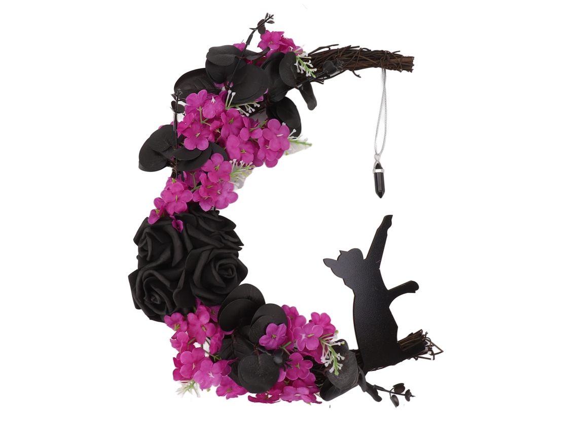 Decoração Suspenso Guindaste: Gato Preto Halloween e Lua