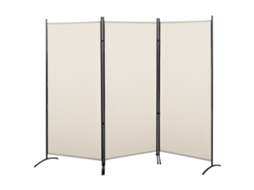 Biombo Poliéster e Metal Cor Bege 253x50x182 cm Homcom