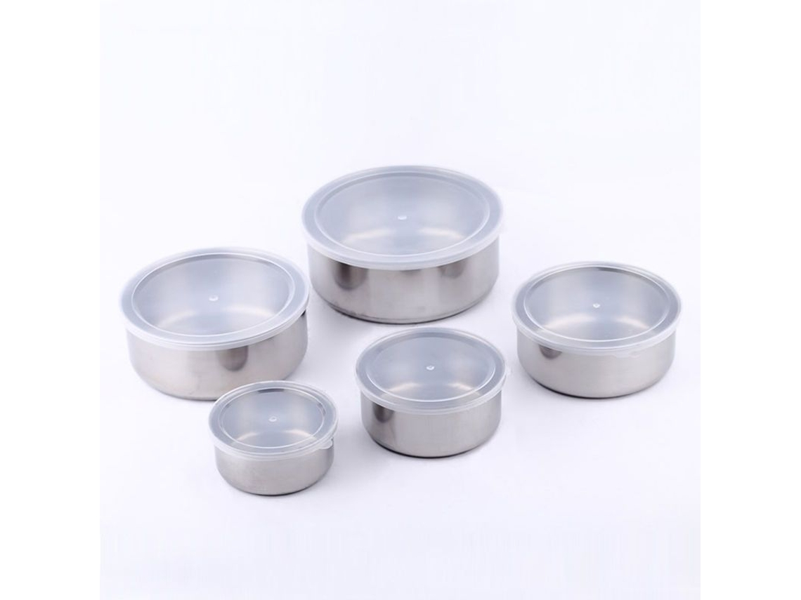 Conjunto de 5 recipientes transparentes para armazenamento de alimentos Rebe em aço inoxidável, livres de BPA, reutilizáveis e ecológicos.