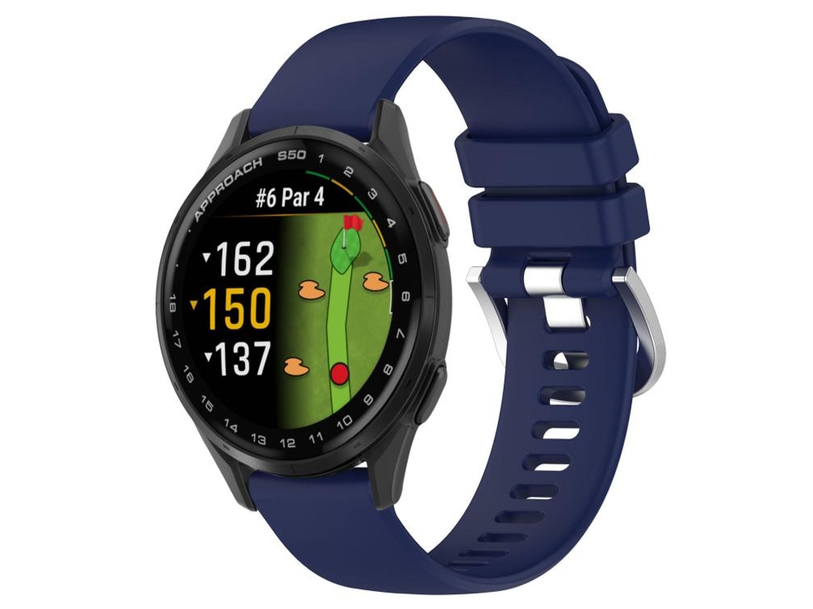 Bracelete para Garmin Approach S50 Silicone Fivela Prateada Brilhante Líquida Azul Escuro XIAOMOYU (20mm)
