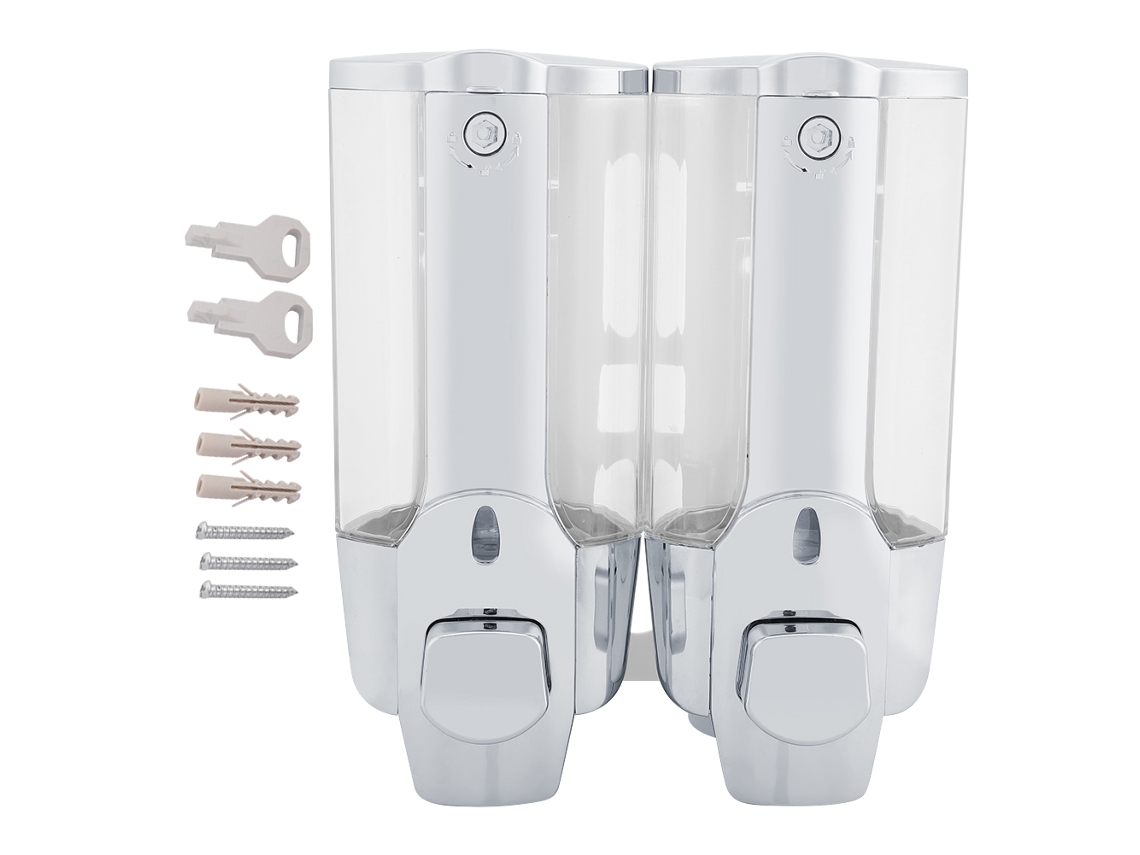 Dispensador de Sabão em Espuma Parede 700ml Duas Saídas Antibacteriano Anticorrosivo S/MARCA