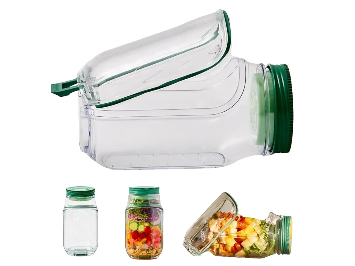 Caixa Salada Portátil - Bento Salada - Recipiente Hermético - Para Piqueniques - Pp - Transparente