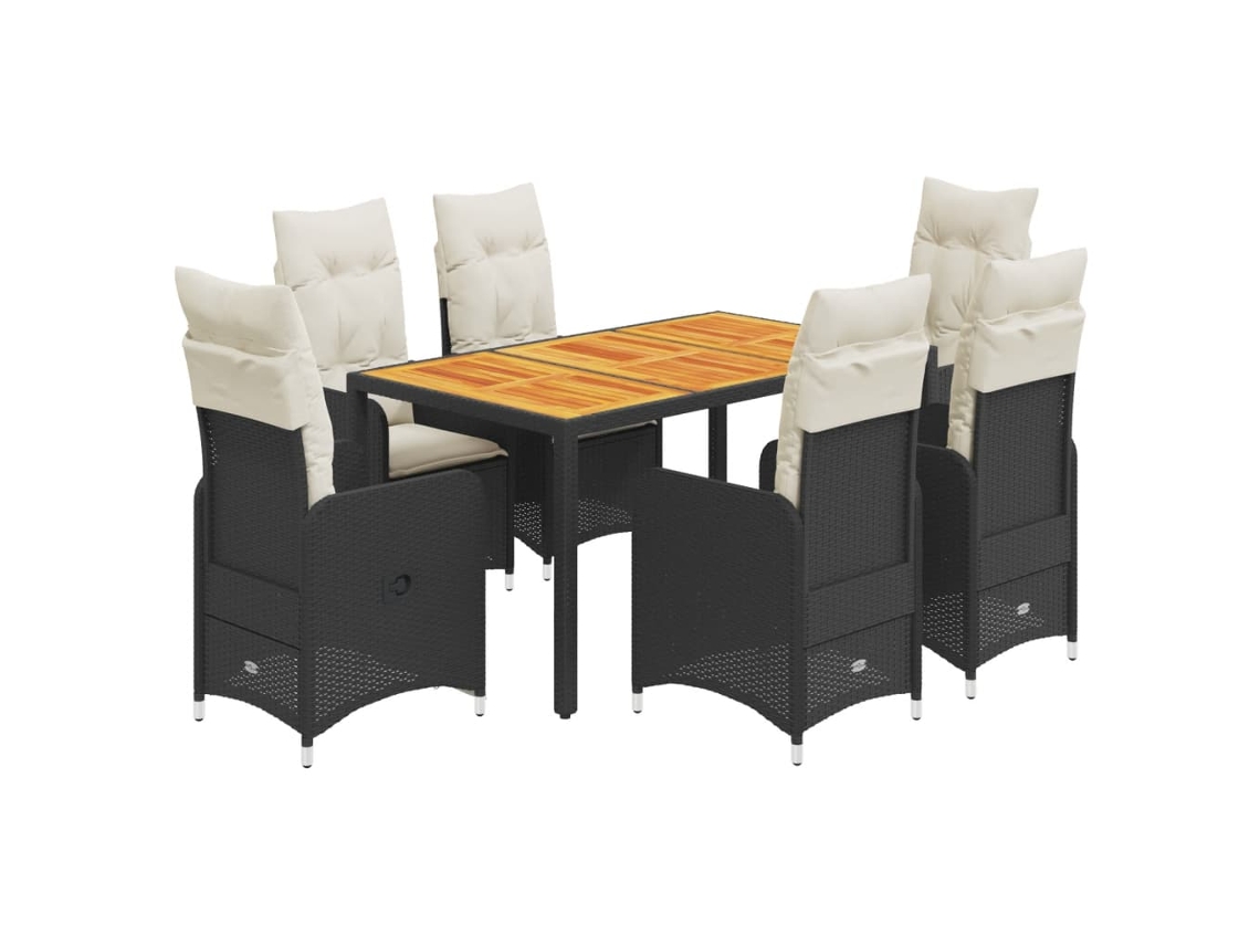 Bistro Set, Bistro Sets Vidaxl Preto Rattan / Vime (150 X 90 X 75 Cm)