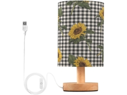Abajur De Cabeceira Em Formato Girassol Para Quarto, Abajur De Cabeceira Led, Luminária De Leitura Com Portas Usb E