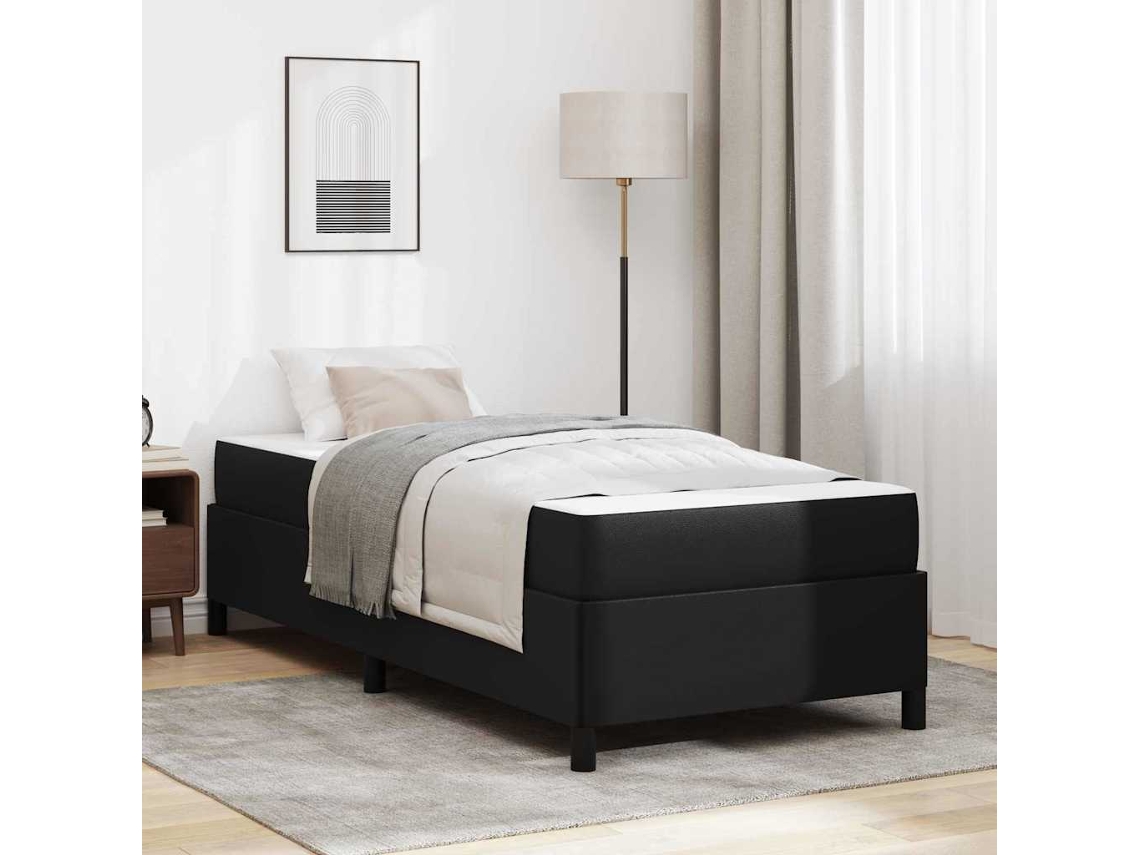 Vidaxl Estrutura Da Cama Com Colchão Preto 90 X 200 Cm Tecido