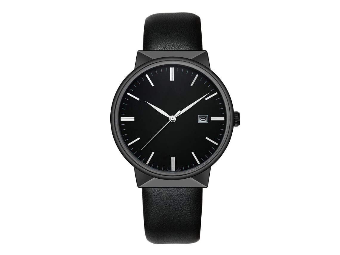 Relógio Wwor Men com pulseira de couro, quartzo e resistente à água