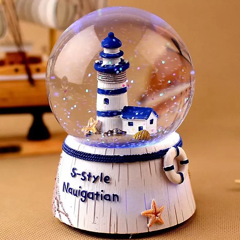 Caixa de Música Flutuante com Floco de Neve e Bola de Cristal, Presente para o Dia Dos Namorados MDUG (estilo 4)