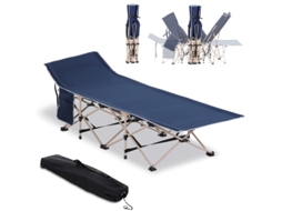 Cama de Campismo Dobrável ZIWEI STORE com Saco de Arrumação, Estrutura em Aço e Tecido Oxford, Azul (190x68x52 cm)