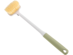 Escova De Banho Com Cerdas Duplas Silicone E Cabo Longo Para Esfoliação Limpeza Confortáveis No Banheiro