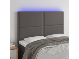 Vidaxl Cabeceira Cama C/ Led Couro Artif. 144x5x118/128 Cm Cinzento