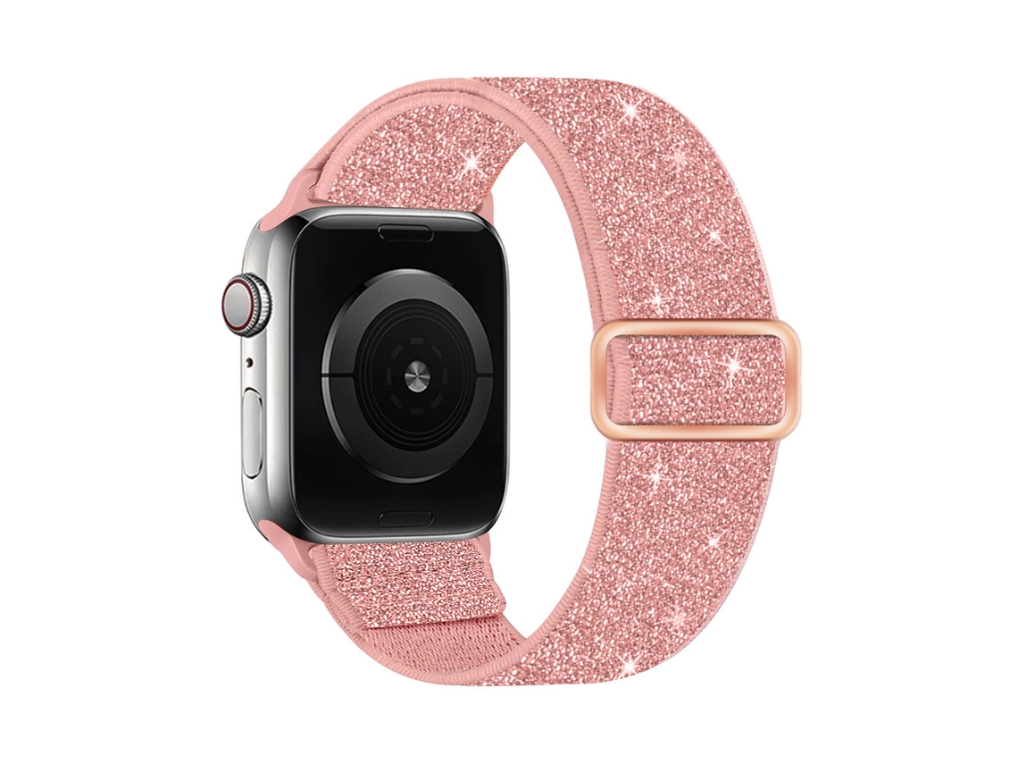 Pulseira Elástica E Brilhante Para Iwatch Séries 11/10/9/ 8/7/6/5/4/3/2/ 1 E Se, Nos Tamanhos 42 Mm/ 44 Mm/ 45 Mm/ 49 Mm Rosa Panoona