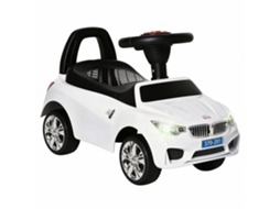 Carro Infantil Com Volante, Faróis E Música Integrada, Pp E Carro Infantil Metálico, 63,5x28x36 Cm, Branco
