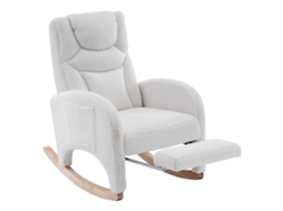 Cadeira De Balanço Relaxante Com Braços,estofada Em Tecido De Pelúcia Branco,ideal Para Sala E Quarto,suporta 110 Kg