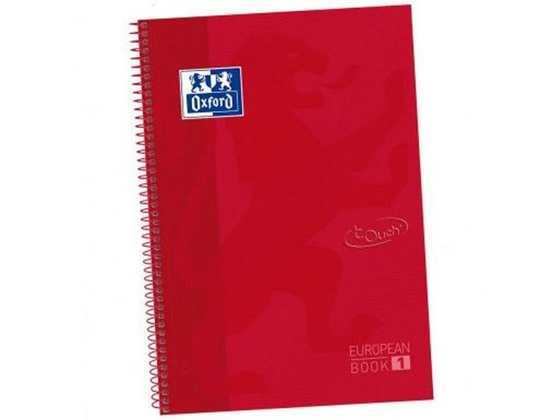 Caderno de Argolas OXFORD Europeanbook 1 Write&Erase Vermelho Escuro A4+ 80 Folhas Tampa dura