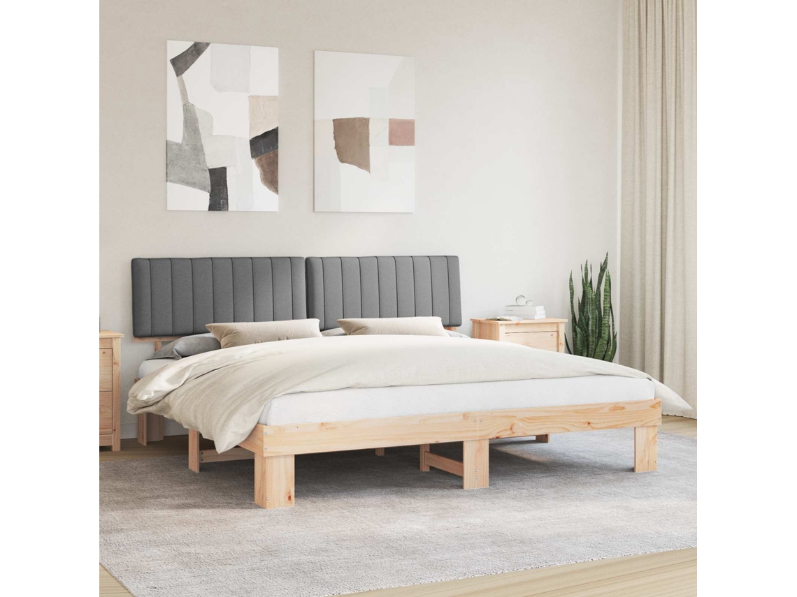 Vidaxl Estrutura De Cama Com Cabeceira Estofada Cinzento-claro