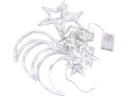Cortina De Luzes Com Estrelas E Lua, 126 Leds, Alimentada Por