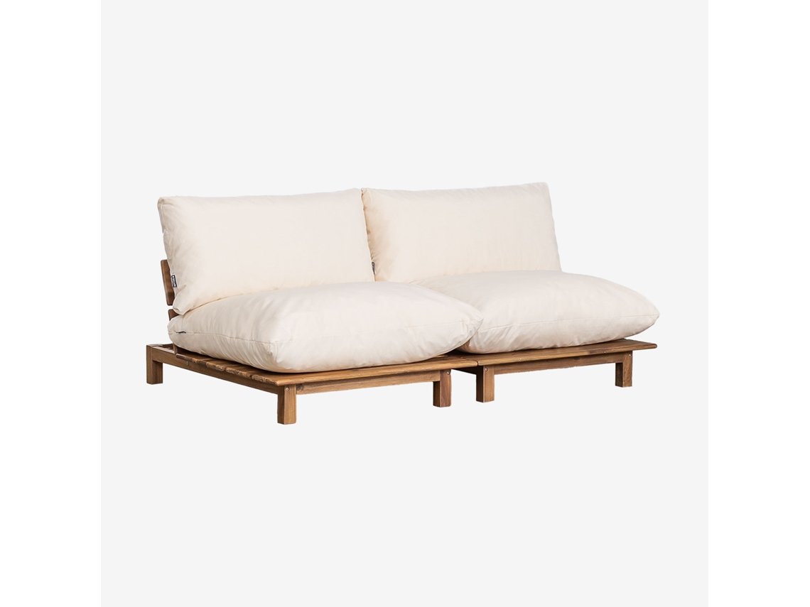 Sklum Sofá Reclinável Modular Brina De 2 Peças Em Madeira De Acácia Poliéster Beige Creme