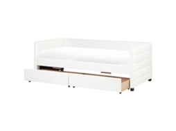 Cama Con Almacenaje Beliani Marray Ii De Terciopelo Blanco 98x214x71