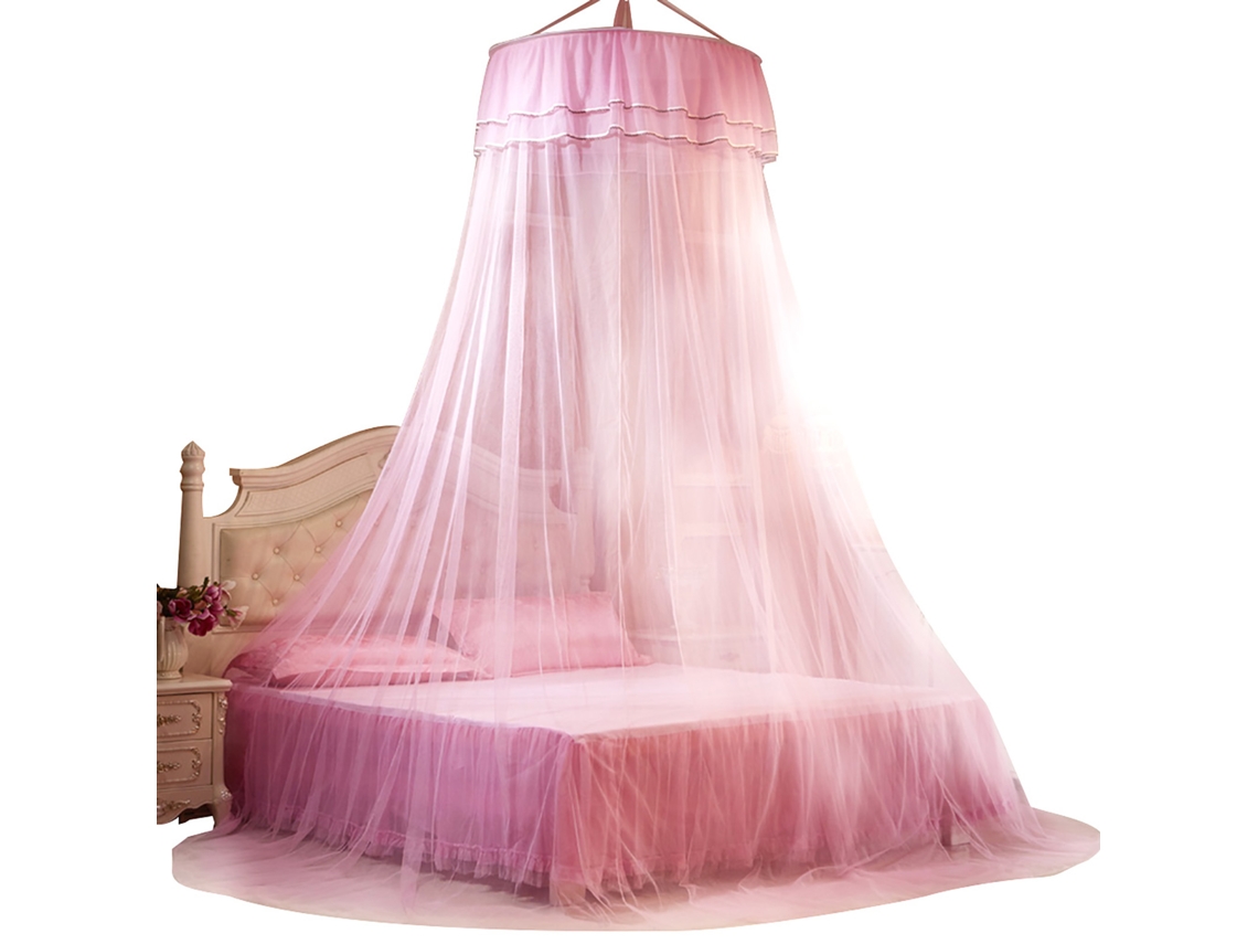 Manta Mosquitera Redonda Encaje Transpirable Estilo Princesa Cama Rosa