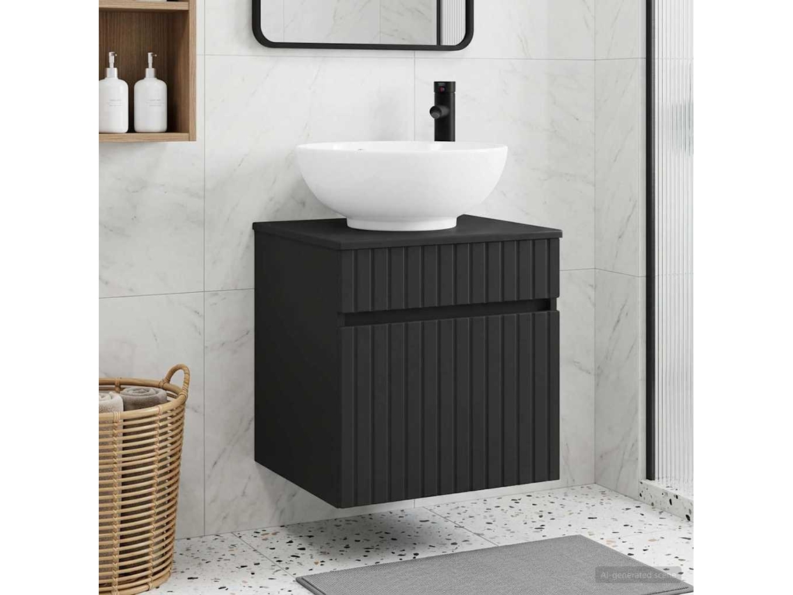 Vidaxl Vanidade De Pia De Parede Preto 49 X 44,5 X 66,5 Cm