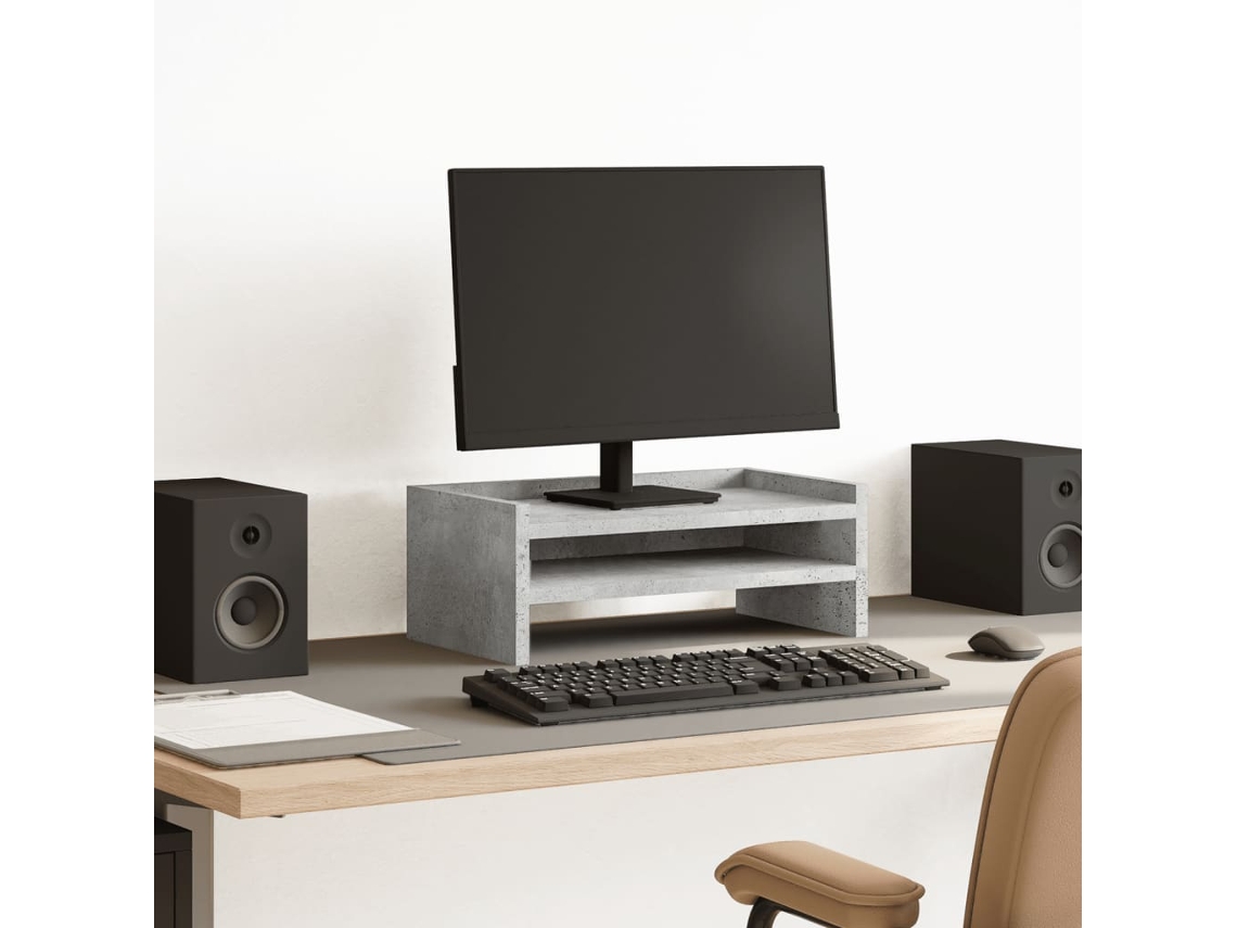 Vidaxl Suporte Para Monitor 42x24x16 Cm Deriv. Madeira Cinza Cimento