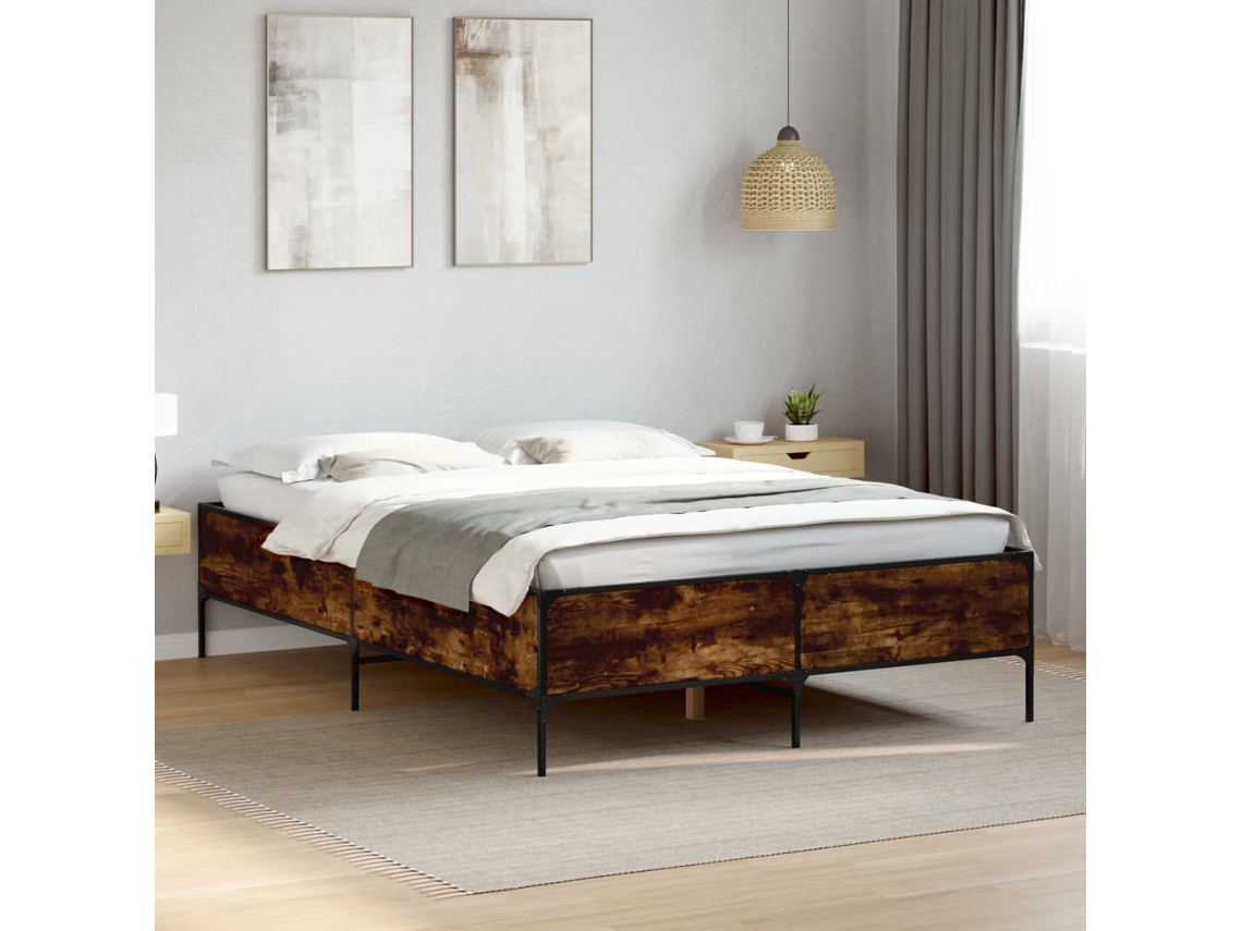 Vidaxl Estrutura de Cama 135x190 Cm Derivados Madeira/metal