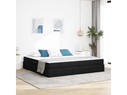 Vidaxl Cama Com Arrumação E Colchão Preto 200 X 200 Cm Poliéster