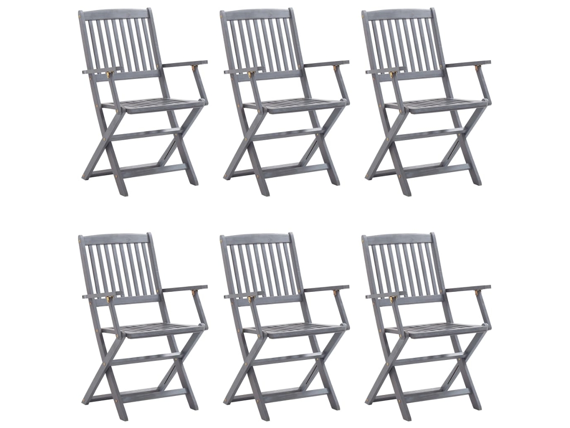 Maison Exclusive - Cadeiras Exterior Dobráveis C/ Almofadões 6 Pcs Acácia Maciça
