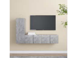 Vidaxl 3 Pcs Conjunto De Móveis De Tv Contraplacado Cinzento Cimento