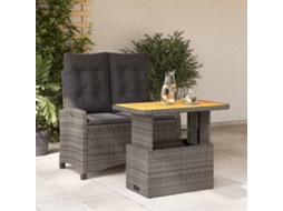 Vidaxl 2 Pcs Conjunto De Jantar P/ Jardim C/ Almofadões Vime Pe Cinza