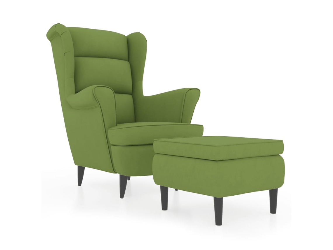 Armchair With Stool, Armchairs With Stools Vidaxl Verde Veludo