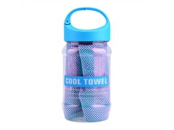 Toalha de Resfriamento Super Absorvente e Respirável com Garrafa de Armazenamento para Esportes e Academia (azul Claro)