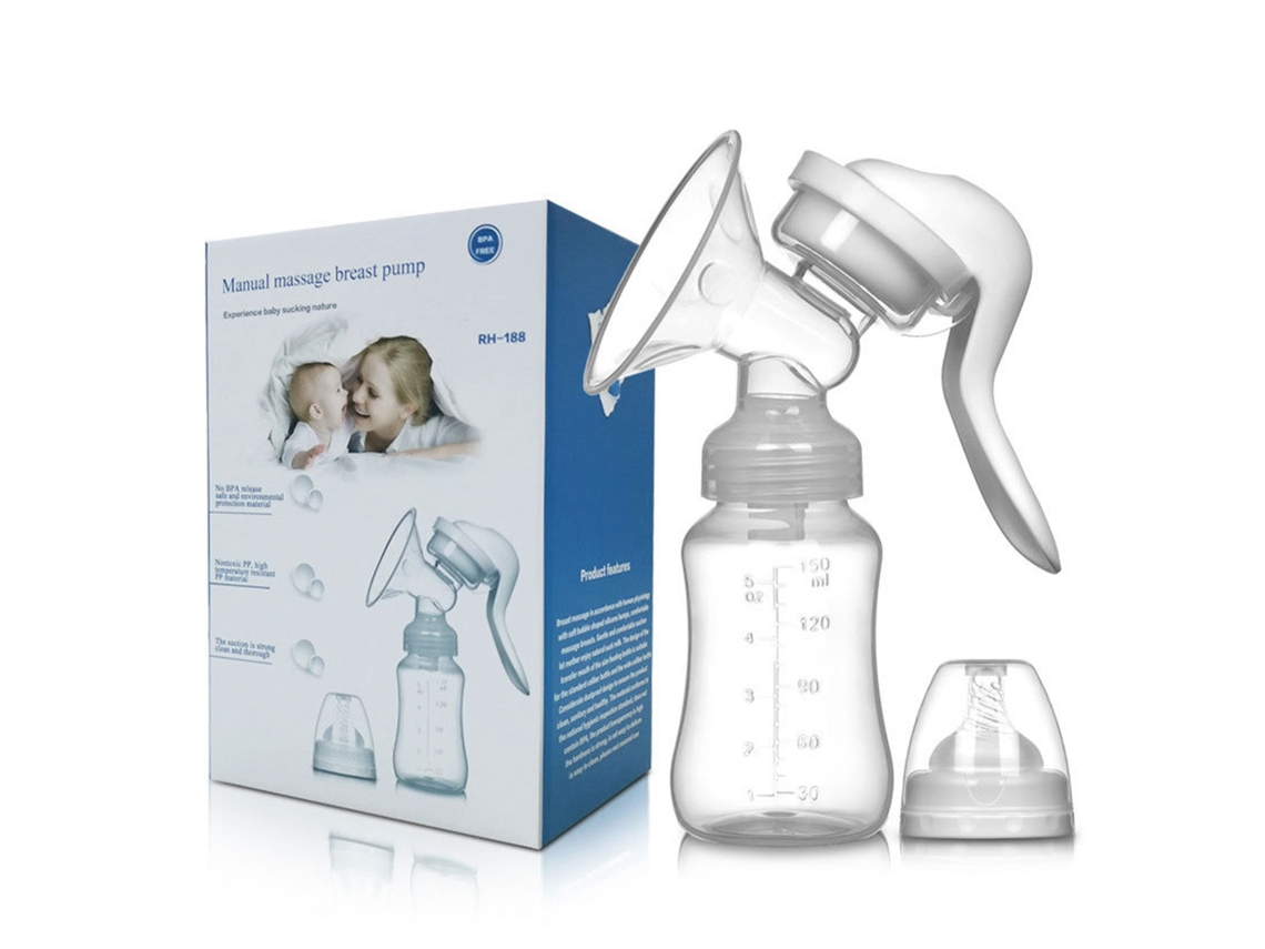 Mali bomba de Leite Manual Silicone Bpa Free com Sução Ajustável e Alça Ergonômica Branco