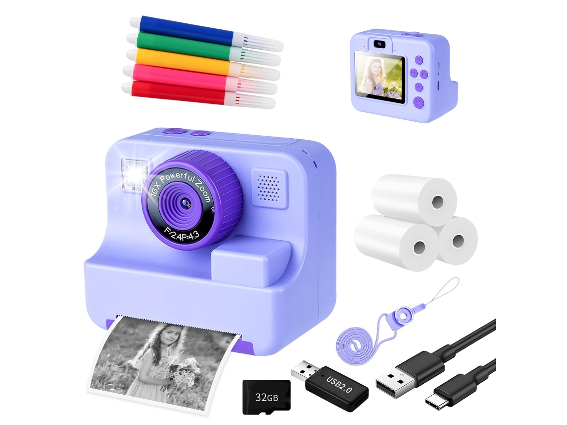 Câmara Impressão Instantânea Com 32gb Presente Meninas Rnemitery