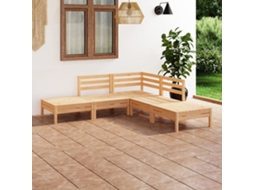 Vidaxl 5 Pcs Conjunto Lounge De Jardim Pinho Maciço