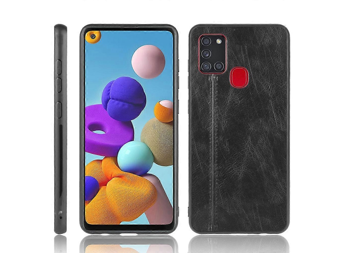 Capa Protetora Resistente A Impactos Com Estampa De Vaca Costurada, Feita Em Pc + Pu + Tpu (azul) Para Samsung Galaxy A21s