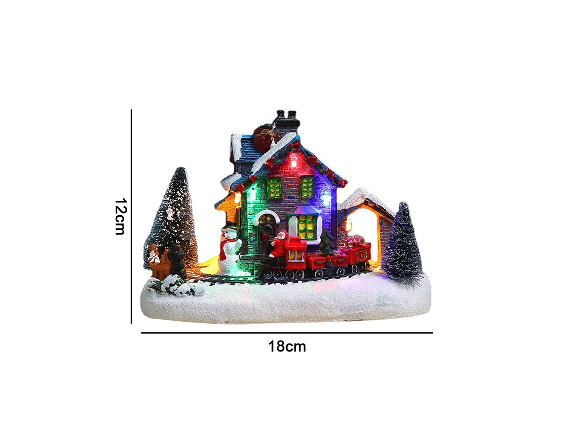 Jogo Papai Noel e Boneco de Neve em Resina com Luz led 19 cm