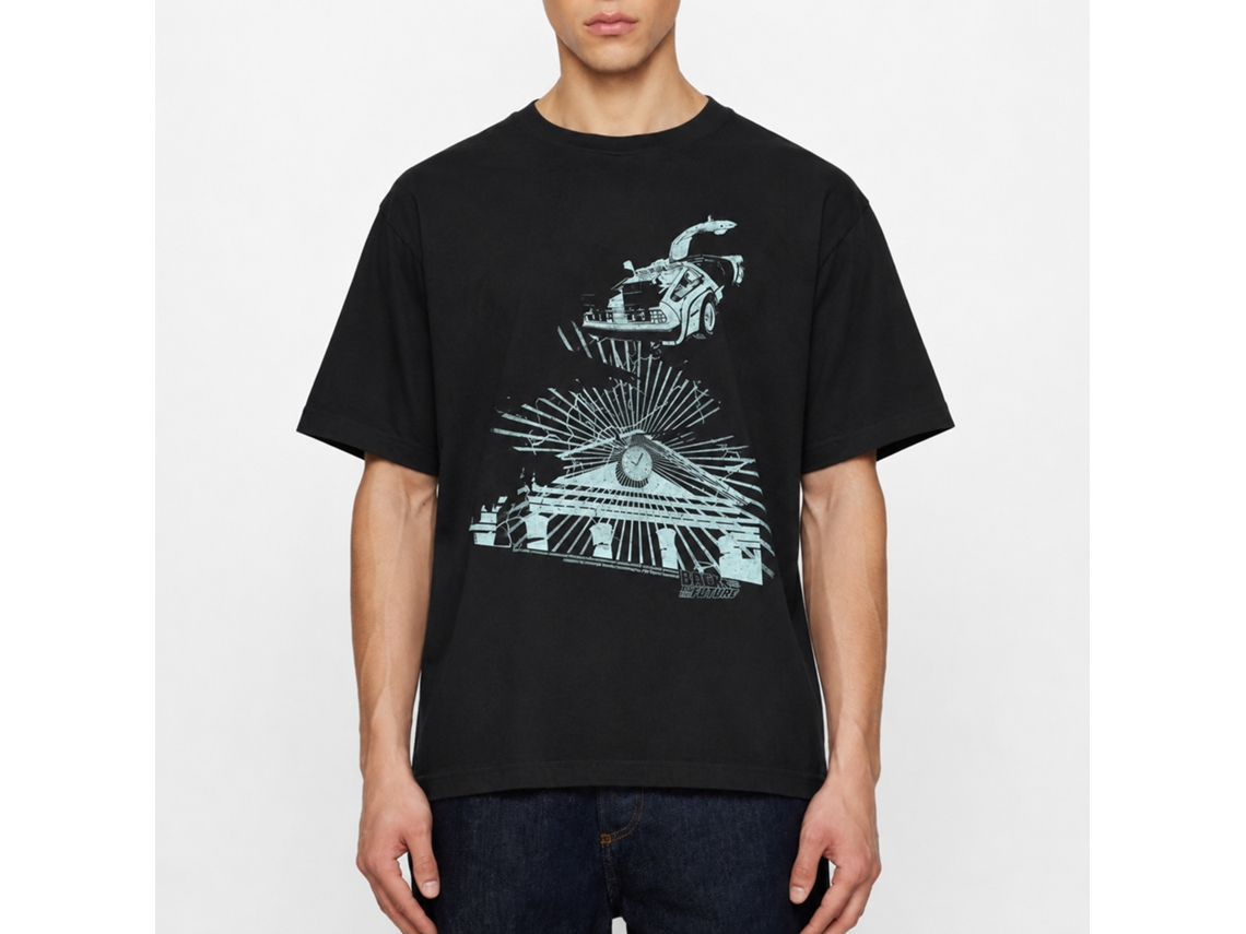 Rockinstone Back To The Future Movie The Clock Tower Black Adult T-shirt Size:xl