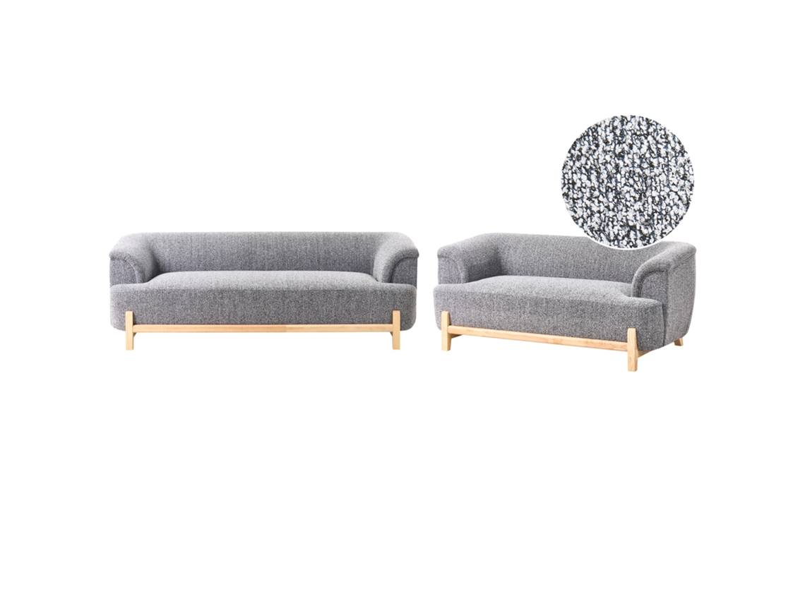 Conjunto De Sala De Estar Beliani Alnor De Tela Gris 205x85x67