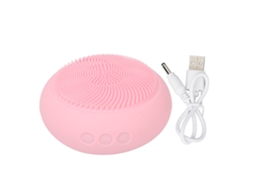 Escova De Limpeza Facial Elétrica 2 Em 1 Com Máscara Aquecida Absorção Silicone Rosa À Prova D'água