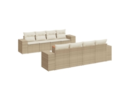Conjunto de 9 sofás de jardim com almofadões Vime Pe Bege MAISON EXCLUSIVE (90x200 cm)