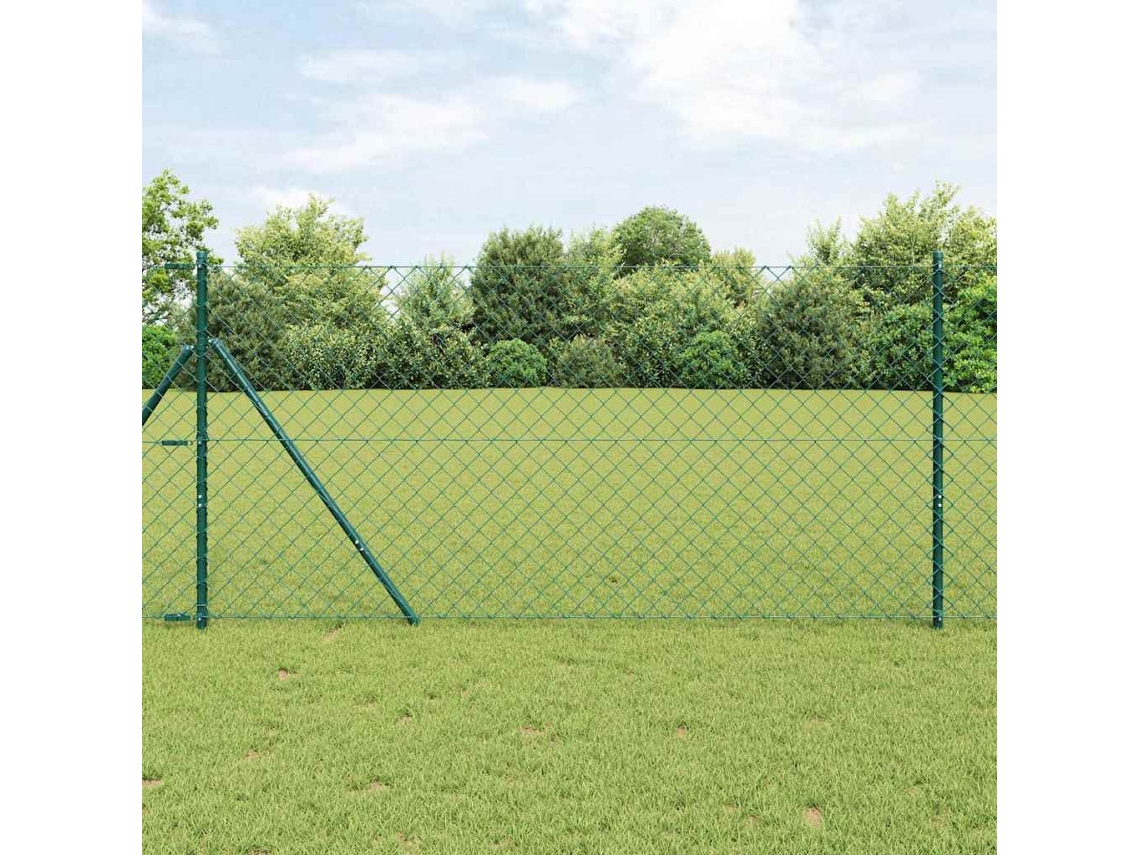 Vidaxl Cerca De Cadeado Com Fixação No Solo 1 X 25 M Verde Malha